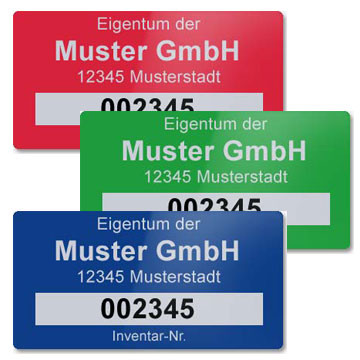 Inventaretiketten farbig mit Nummerierung